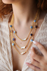 Amethyst & Blue Opal & Pearl Collier